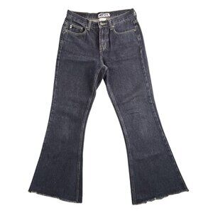 Vintage Z Cavaricci Jeans Womens 27 Blue Flare Raw Hem Dark Wash Denim 90s Y2k